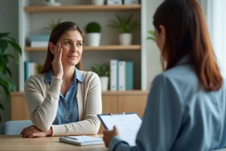 Femme consultante en dermatologie dans un cabinet moderne