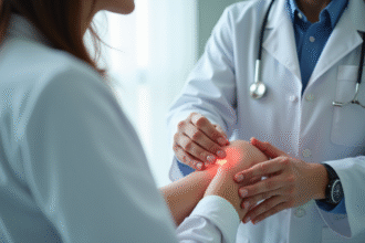 Dermatologue examinant une inflammation cutanée sur le bras