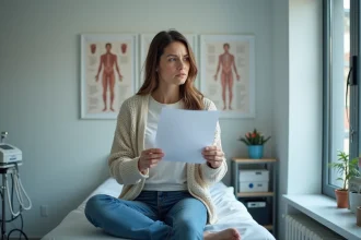 Femme de 40 ans en consultation médicale dans un cabinet moderne