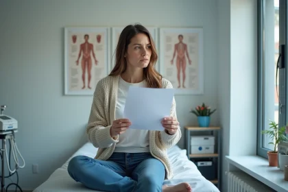 Femme de 40 ans en consultation médicale dans un cabinet moderne