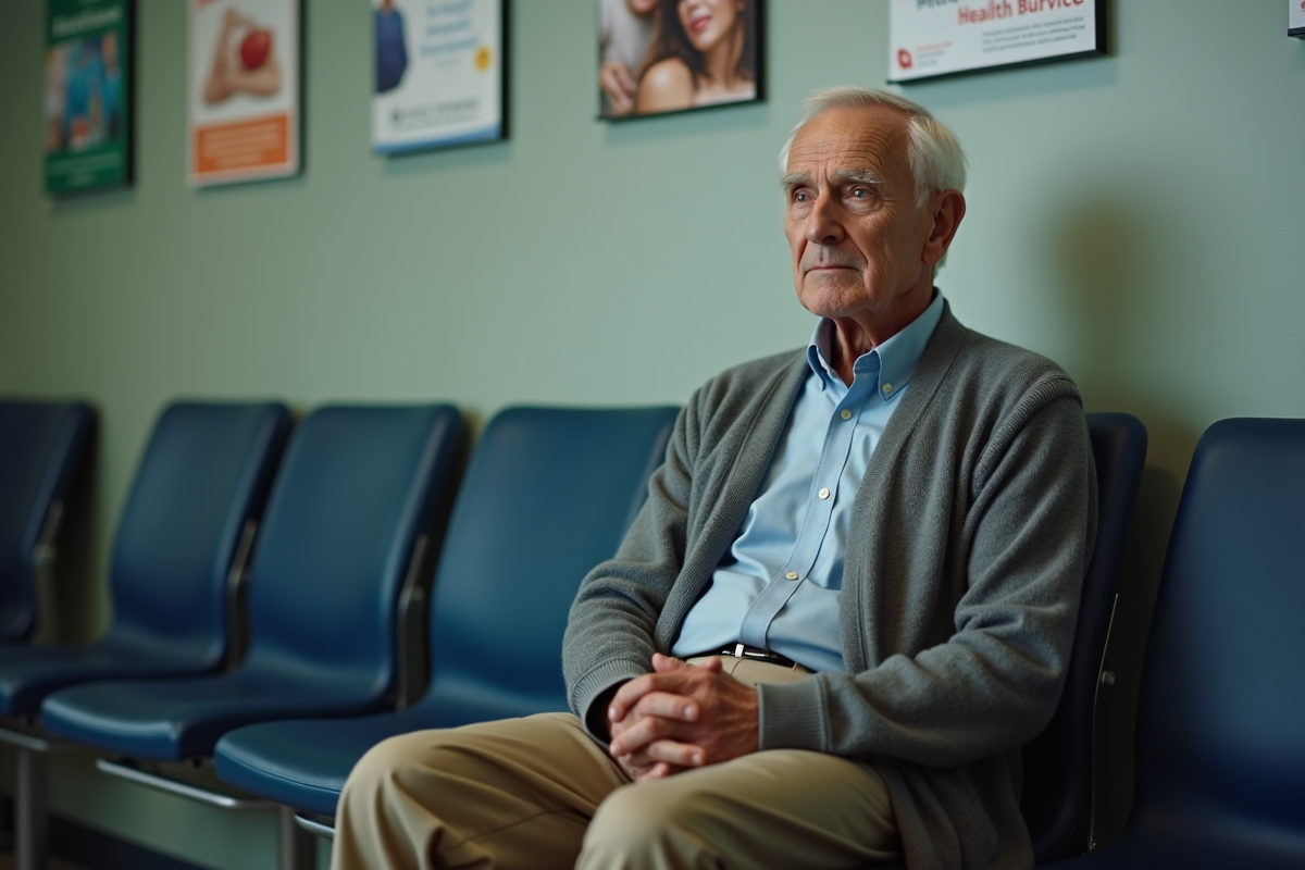 Homme âgé dans une salle d