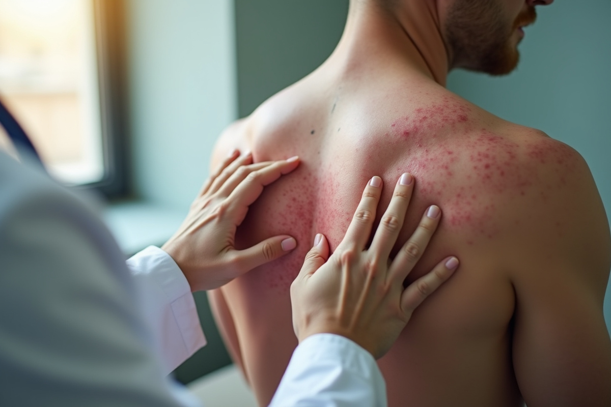 Médecin examinant la peau irritée d
