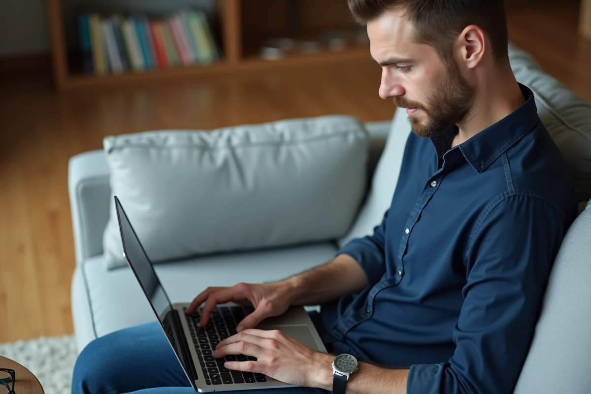 Homme remplissant un formulaire de remboursement en ligne pour ses verres optiques ZEISS via sa mutuelle santé