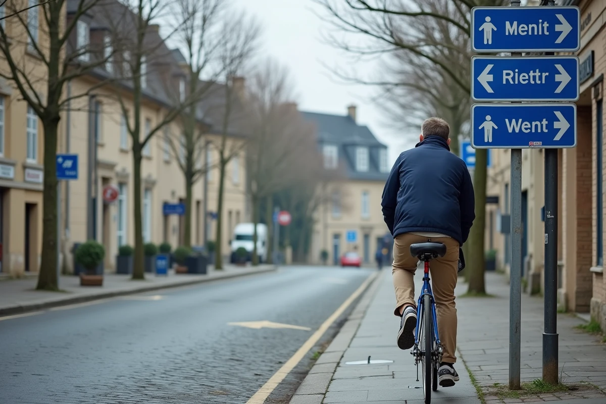 Panneau de signalisation directionnelle vers la maison médicale dans une rue de Montbrison